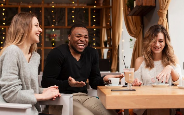 Enjoying drink at friend’s bar